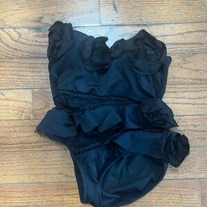 Black floral bathing suit. Size XS